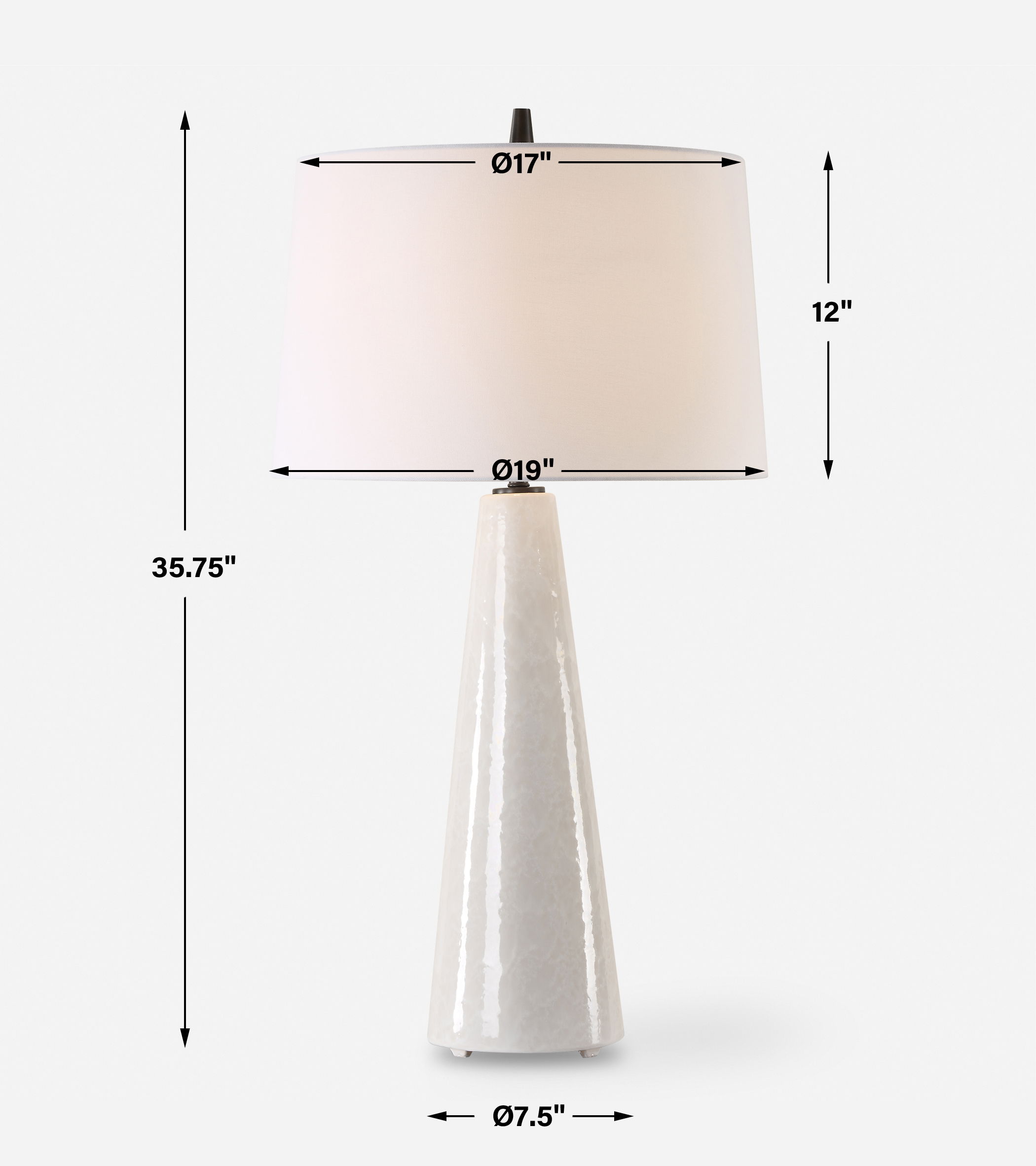Loire Ivory Glaze Table Lamp, by Uttermost, 19" width x 35.75" height x 19" depth View 3