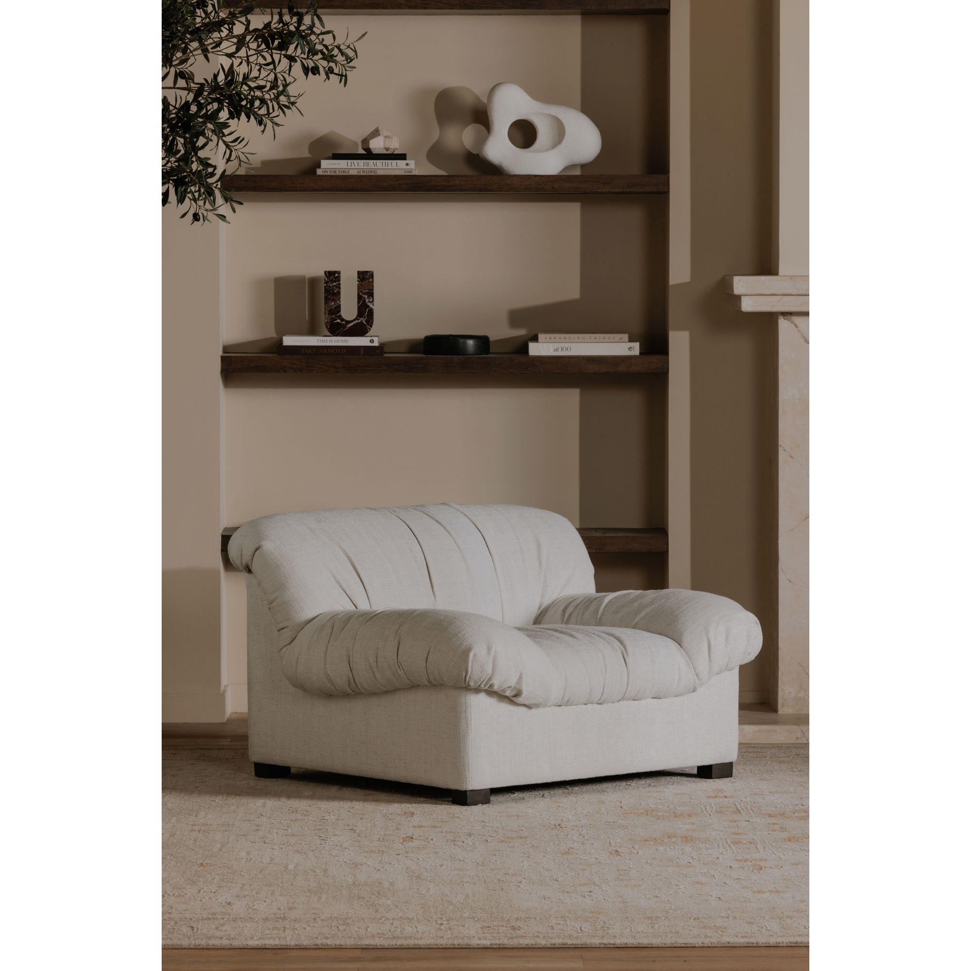 Halston Lounge Chair Flecked Oat, Accent Chair by Moe's Home, 43.3" width x 27.5" height x 39.4" depth View 6