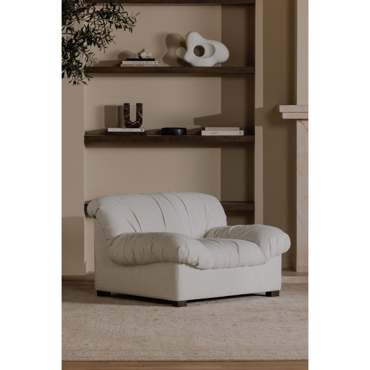 Halston Lounge Chair Flecked Oat, Accent Chair by Moe's Home, 43.3" width x 27.5" height x 39.4" depth View 6