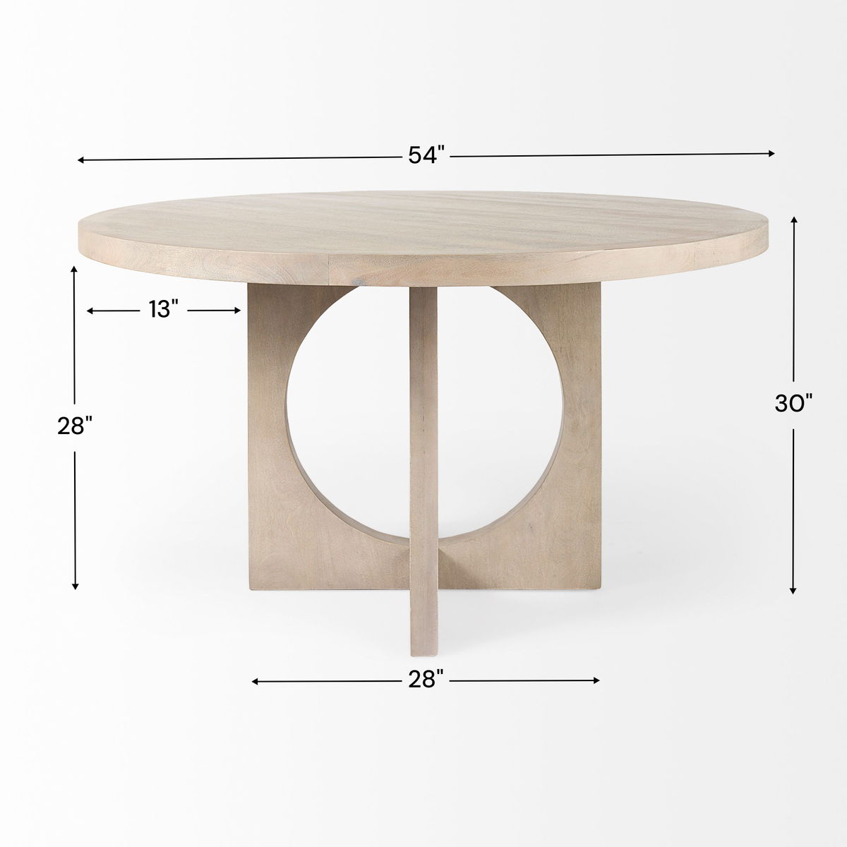 Liesl 54' Round Pedestal Dining Table | Modern | Gray Wood | Seats 6, by Mercana, 54" length x 54" width x 30" height View 5
