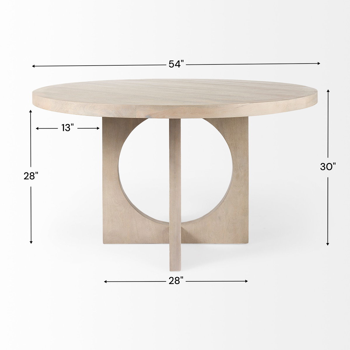 Liesl 54' Round Pedestal Dining Table | Modern | Gray Wood | Seats 6, by Mercana, 54" length x 54" width x 30" height View 5