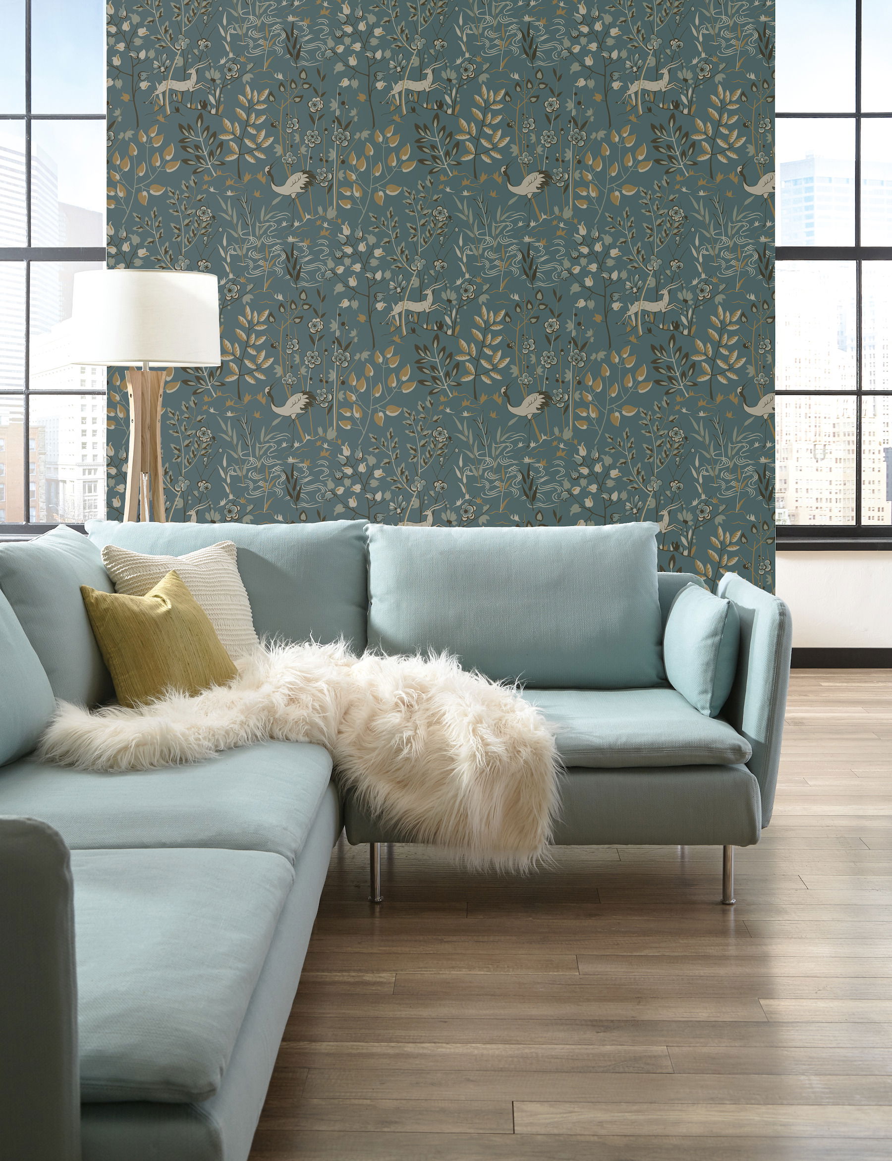 Aspen Teal & Brown Wallpaper, by York Wall, 27' length x 2'3" width x 0.02" depth View 3