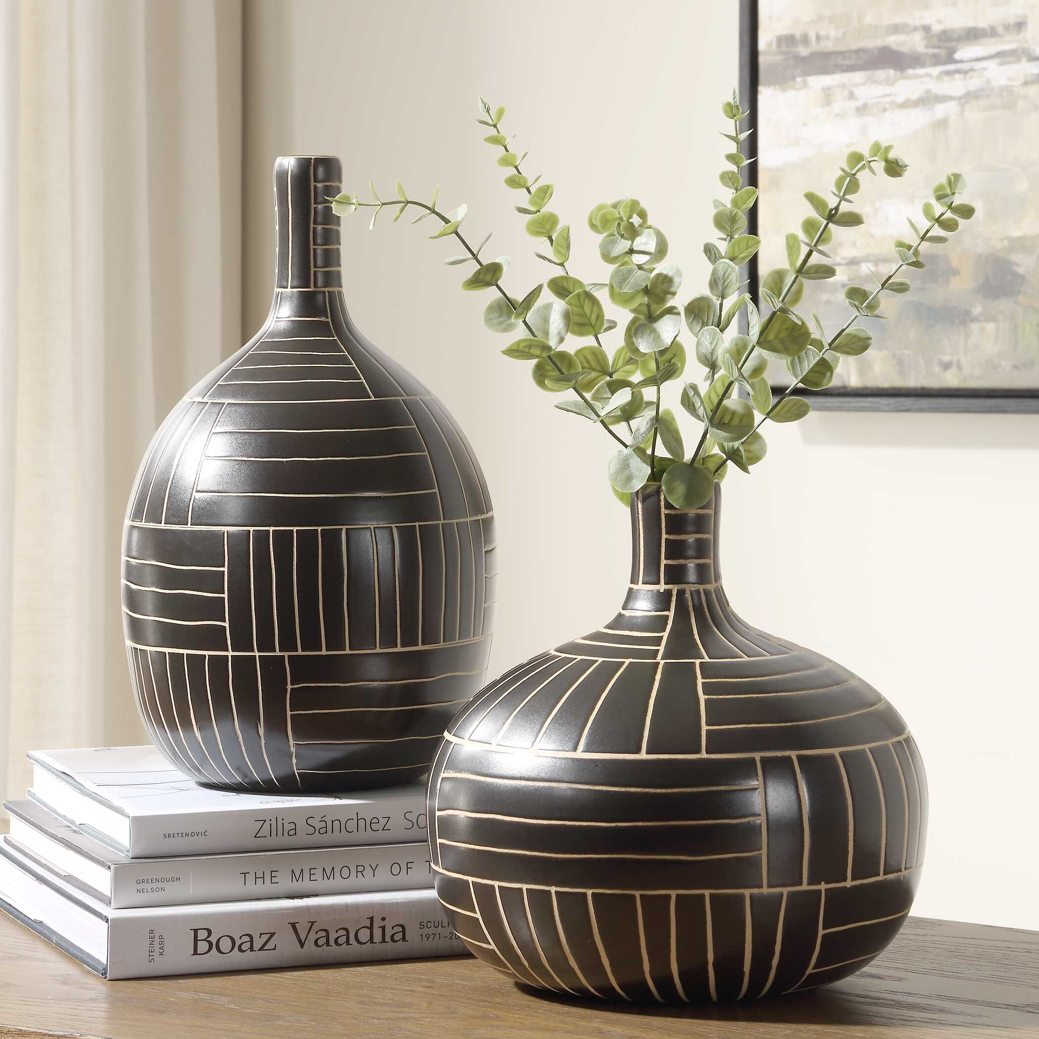Graphite Stride Geometric Vases Set/2 large image 