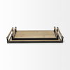 Benson Set of 2 Brown Wood Black Metal Trays thumbnail 2