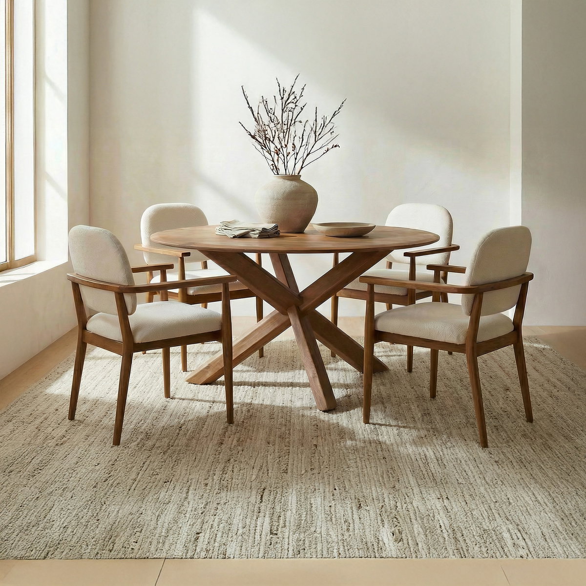 Norrie Dining Chair Cream, by Moe's Home, 24.41" width x 33.46" height x 24.41" depth View 8