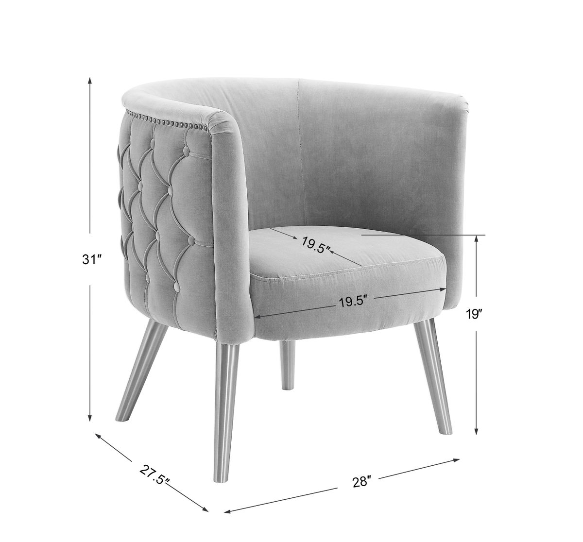 Haider Gray Accent Chair, by Uttermost, 28.5" width x 31" height x 28.25" depth View 3