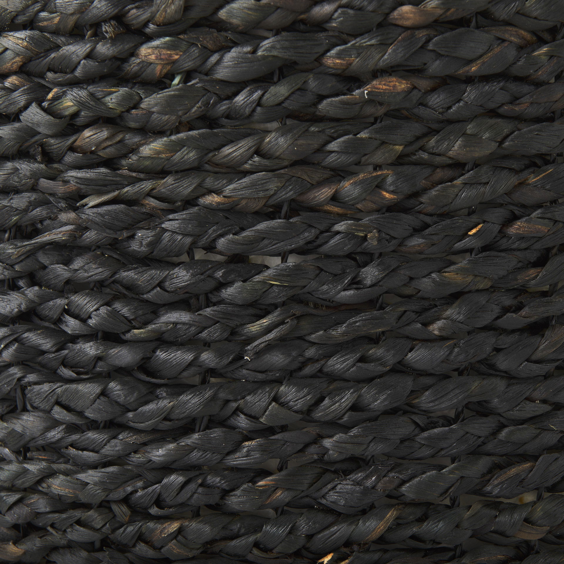 Dina  Black Cornhusk and Water Hyacinth Round Pouf, Ottoman by Mercana, 17.72" length x 17.72" width x 17.72" height View 7