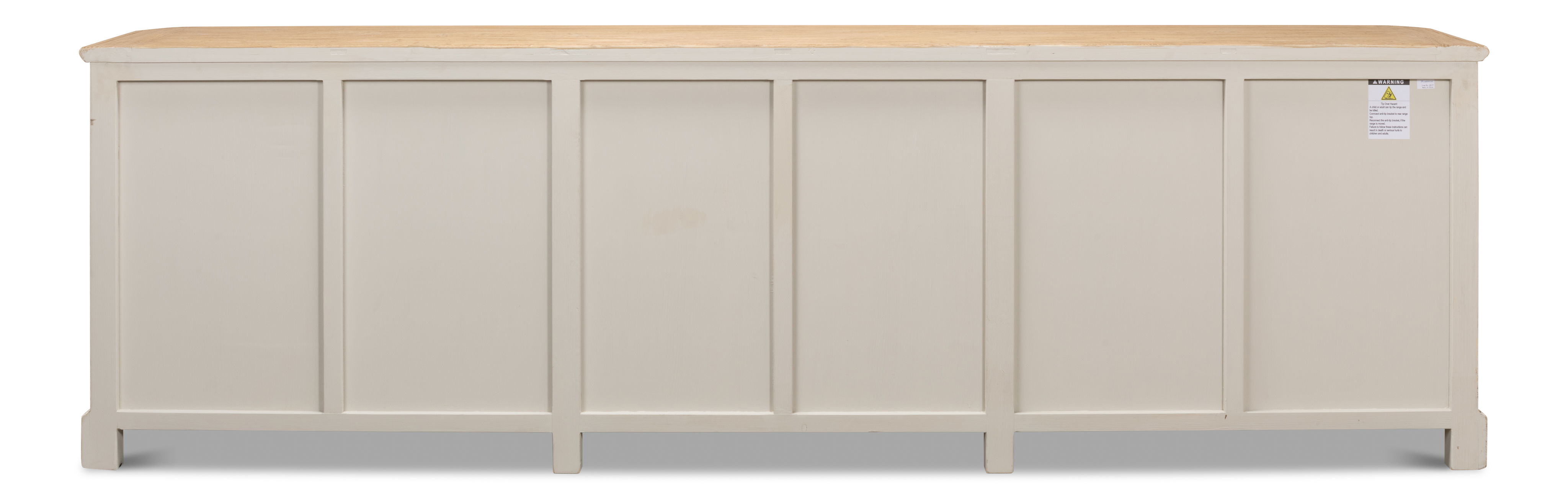 Antique Whitewash Sideboard, 6 Door, Cabinets & Sideboard by Sarreid, 119" length x 20" width x 36" height View 3