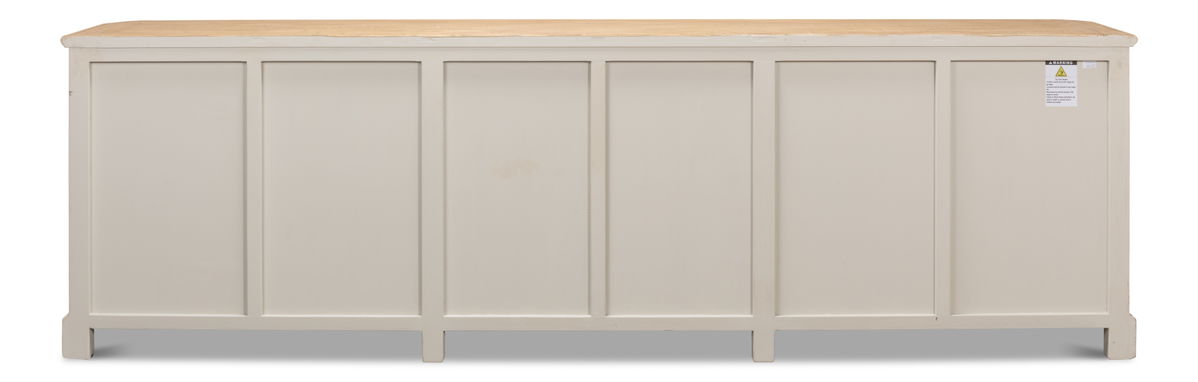 Antique Whitewash Sideboard  6 Door, by Sarreid, 1'8" length x 9'11" width x 3' height View 3