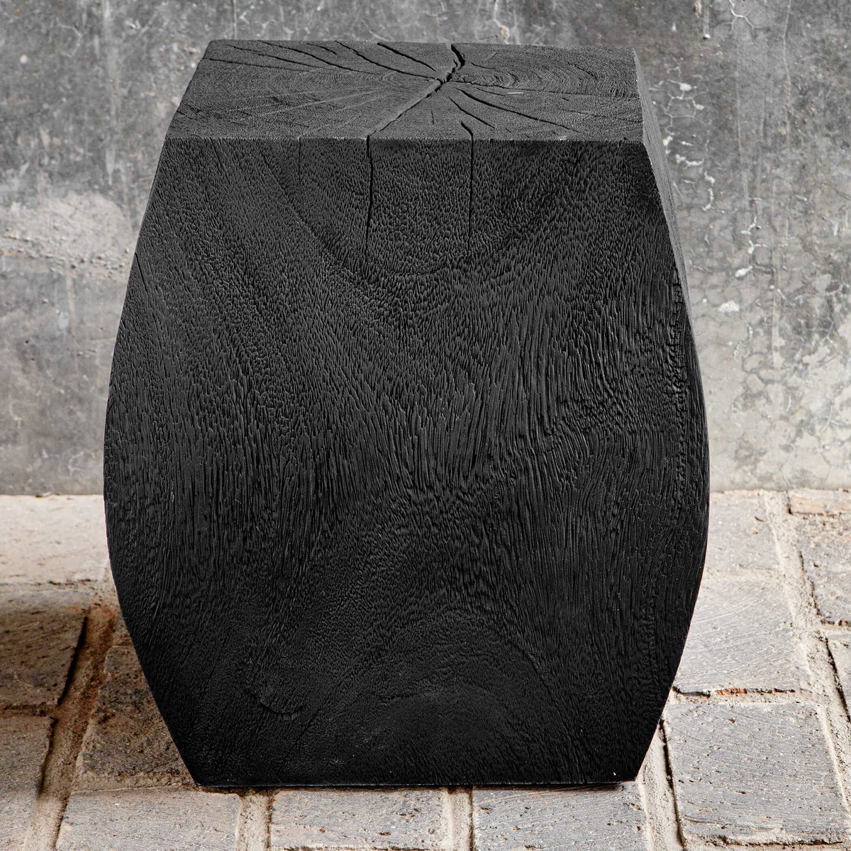 Grove Black Wooden Accent Stool, Low Stool by Uttermost, 14.6" width x 17" height x 14.6" depth View 4