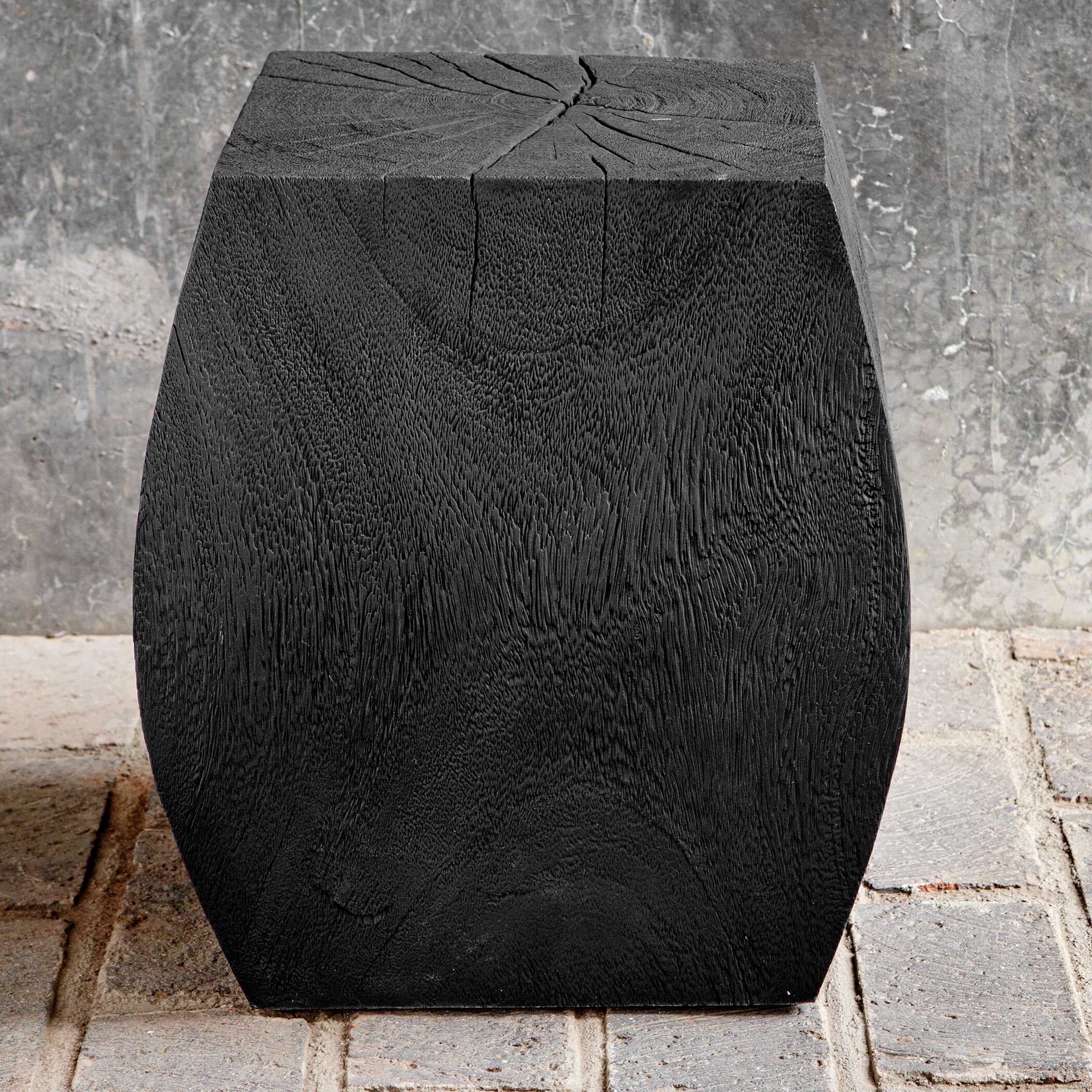 Grove Black Wooden Accent Stool large image 