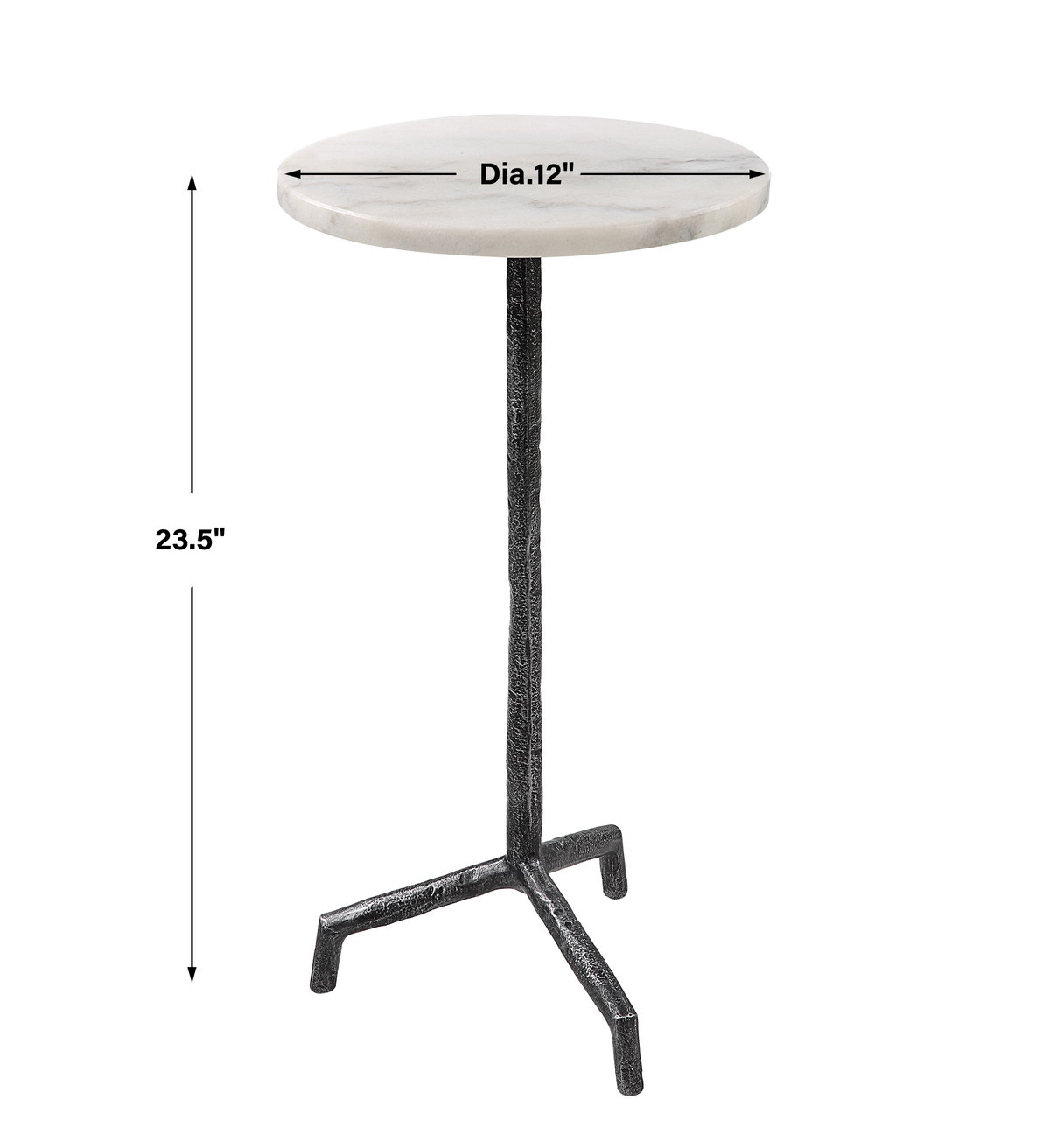 Puritan White Marble Drink Table, Side & End Table by Uttermost, 12" width x 23.5" height x 12" depth View 3