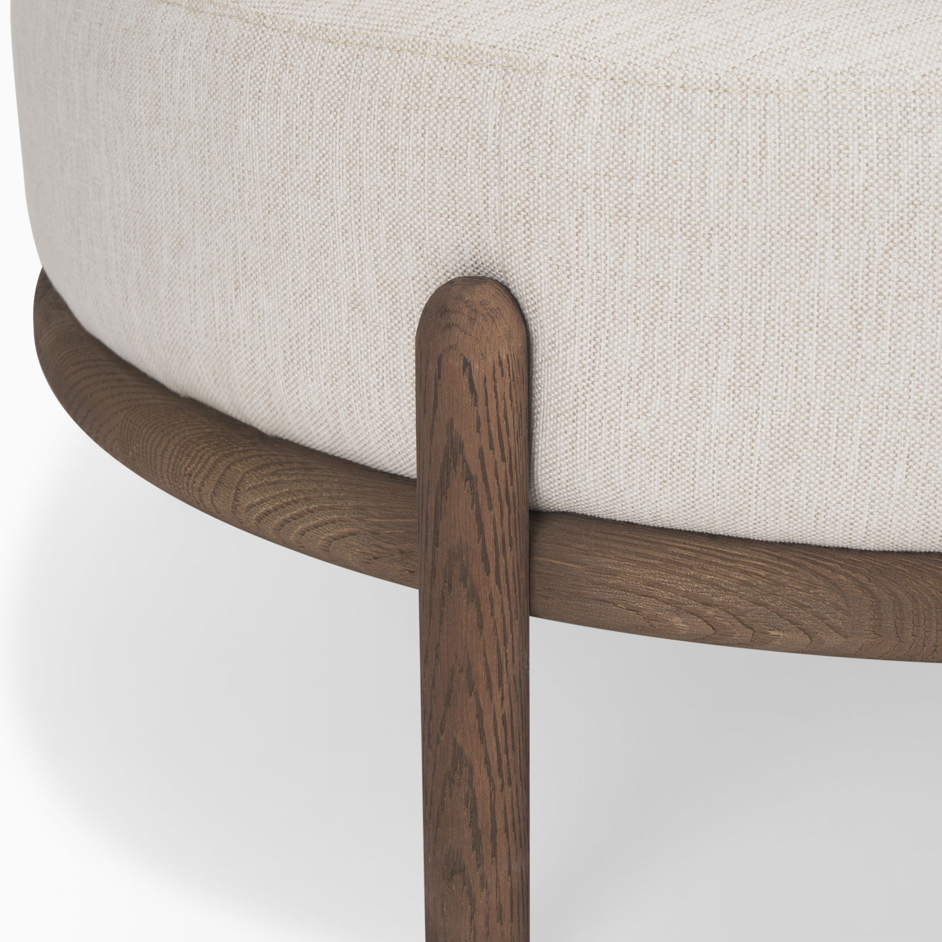 Gwynn Oatmeal Fabric with Dark Brown Wood Ottoman large image 
