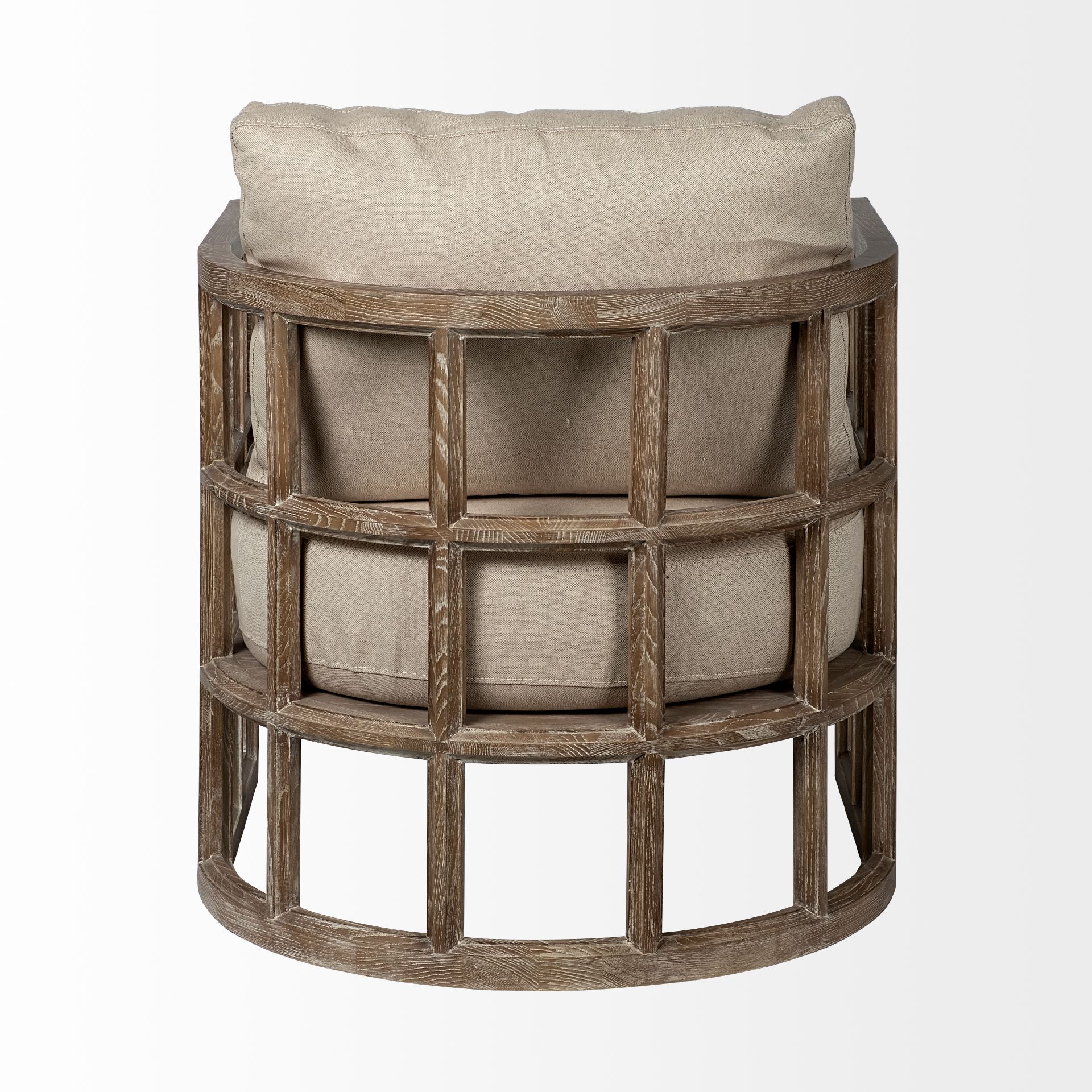 Skylar II Tan Fabric Covered Cushioned Demi-Lune Wooden Frame Accent Chair large image 