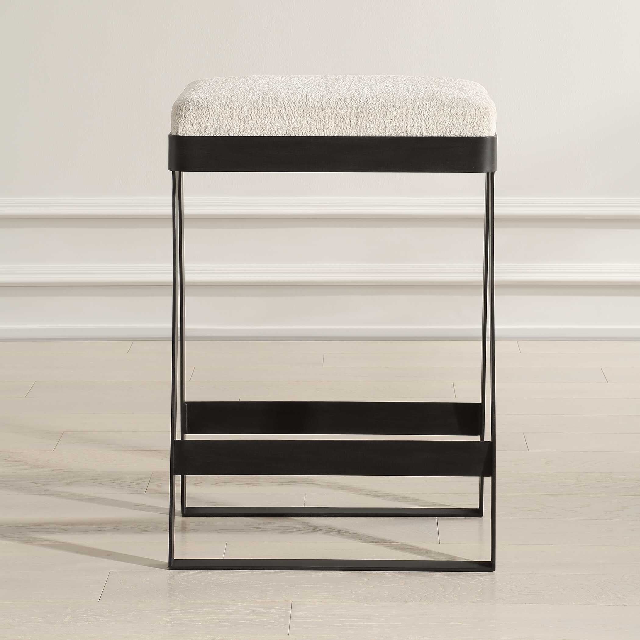 Hover Iron Counter Stool, Furniture by Uttermost, 18.25" width x 26" height x 14.25" depth View 4