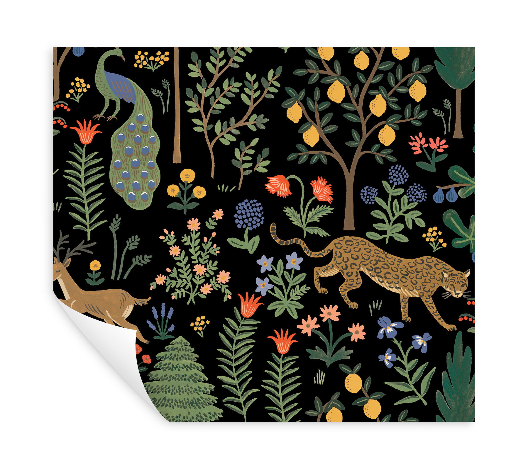 Menagerie Black Peel & Stick Wallpaper large image 