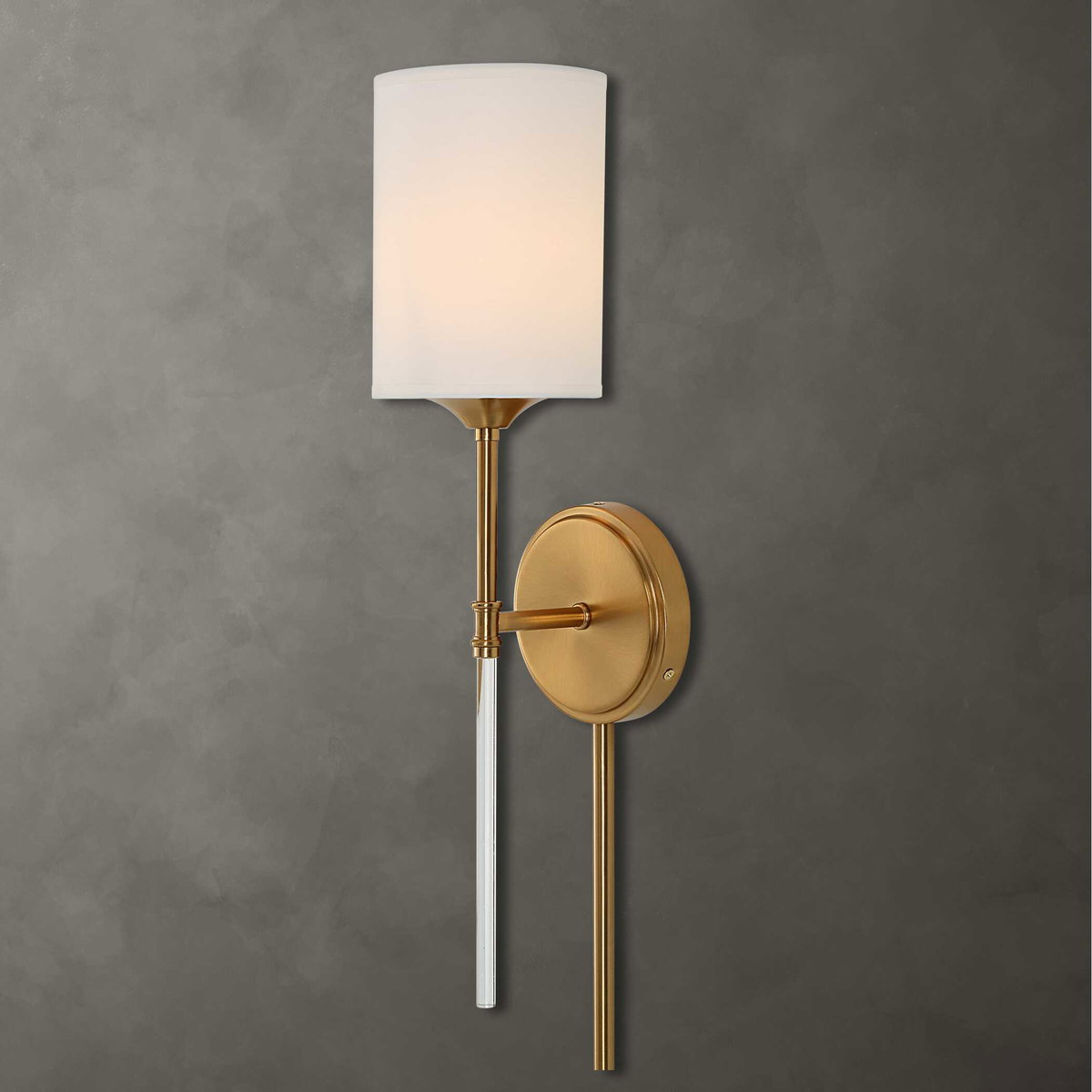 Awyr 1 Light Brass Sconce, by Uttermost, 5" width x 20" height x 6.5" depth View 1