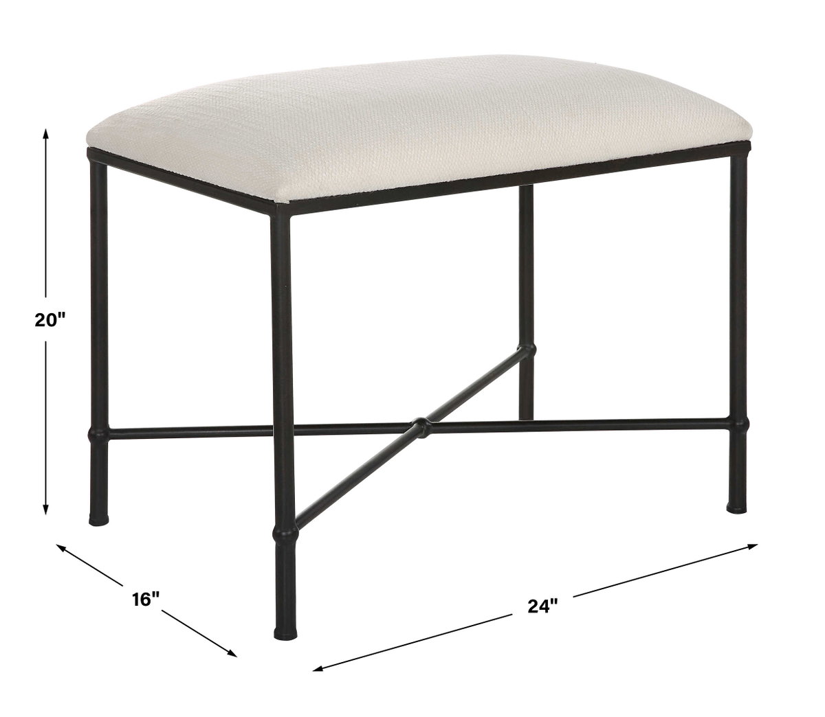 Avenham Small Black Framed Bench, Benche by Uttermost, 24" width x 20" height x 16" depth View 3