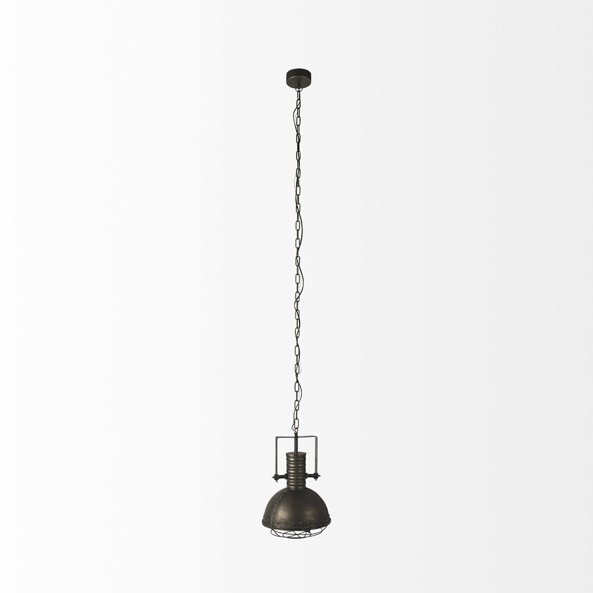 Zaio 12.5Lx 12.5W x 18.5H Weathered Antique Gold Metal Caged Bulb Pendant Light, by Mercana, 12.5" length x 12.5" width x 18.5" height View 3