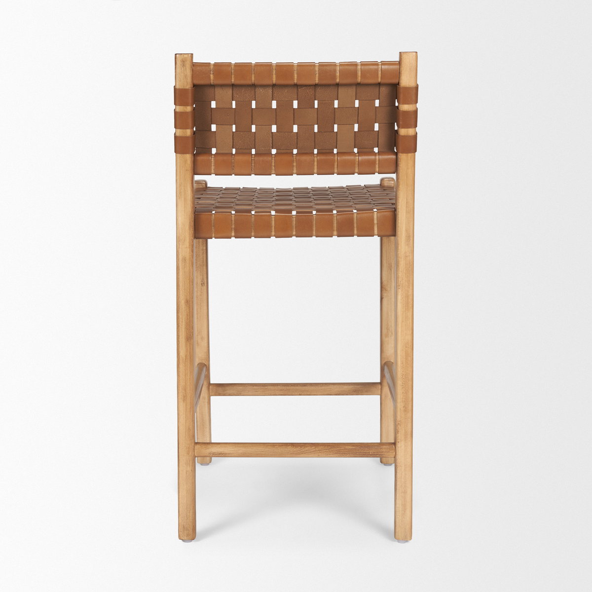 Shane Low Back 25.75in Seat Counter Stool | Brown Leather with Wood, Counter & Bar Stool by Mercana, 19" length x 21" width x 38" height View 8