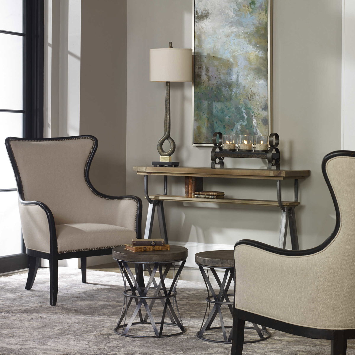 Sandy Wing Back Armchair, Accent Chair by Uttermost, 29" width x 41" height x 30" depth View 4