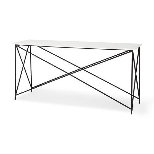 Lorlei Marble Top with Gray Iron Base Console Table