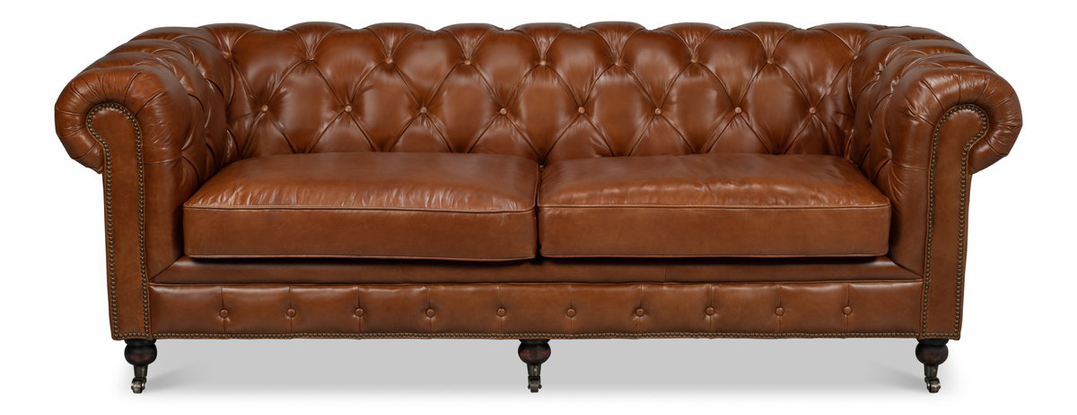 Castered Chesterfield Sofa, by Sarreid, 3'2" length x 7'5" width x 2'8" height View 10