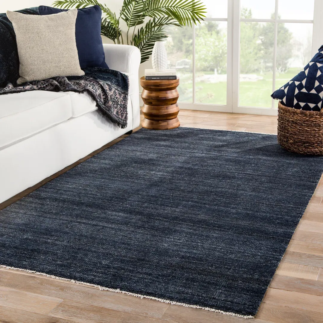 Jaipur Living Origin Hand-Knotted Solid Dark Blue Area Rug (10'X14') large image 