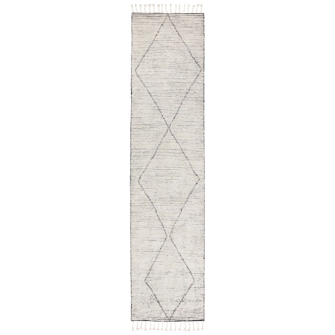 Ammil Hand-Knotted Trellis Cream/ Black Area Rug large image 