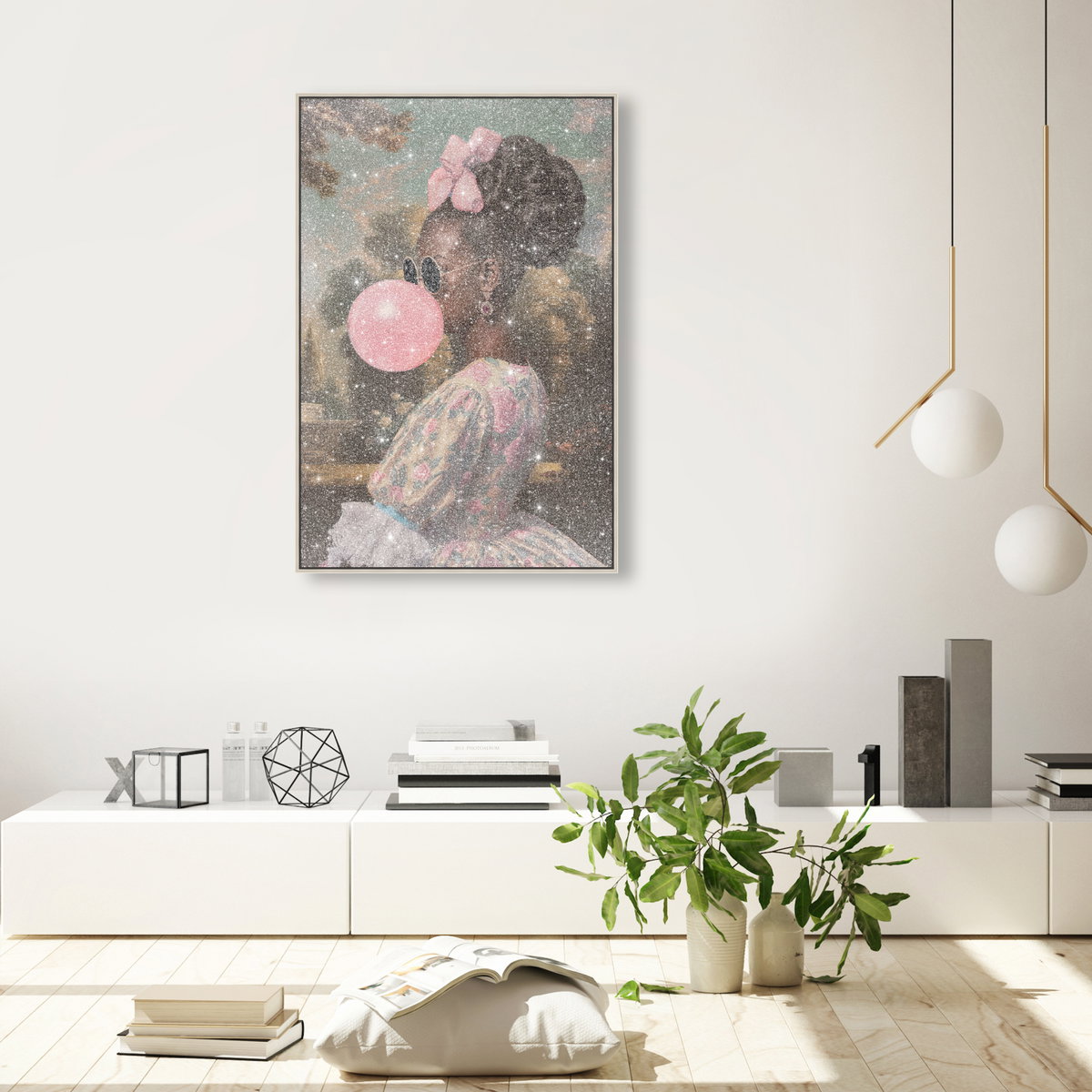 Roses and Rebellion - With Diamond Dust and Glitter (Black Glitter, Diamond Dust), Art by Oliver Gal,  24x36 View 3