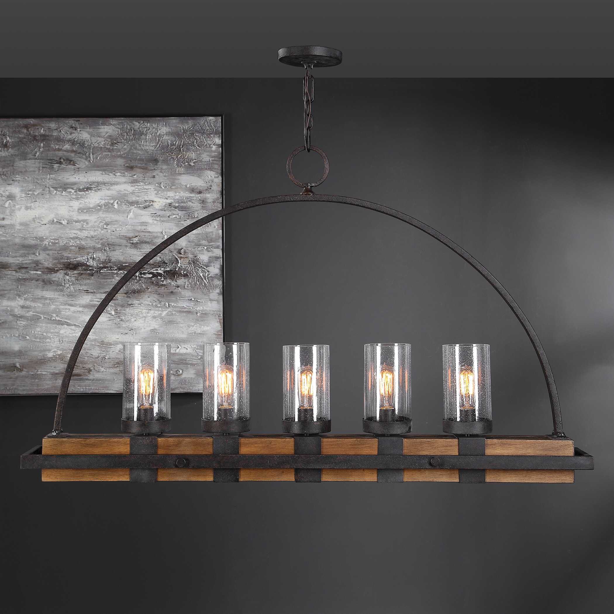 Atwood 5 Light Rustic Linear Chandelier large image 