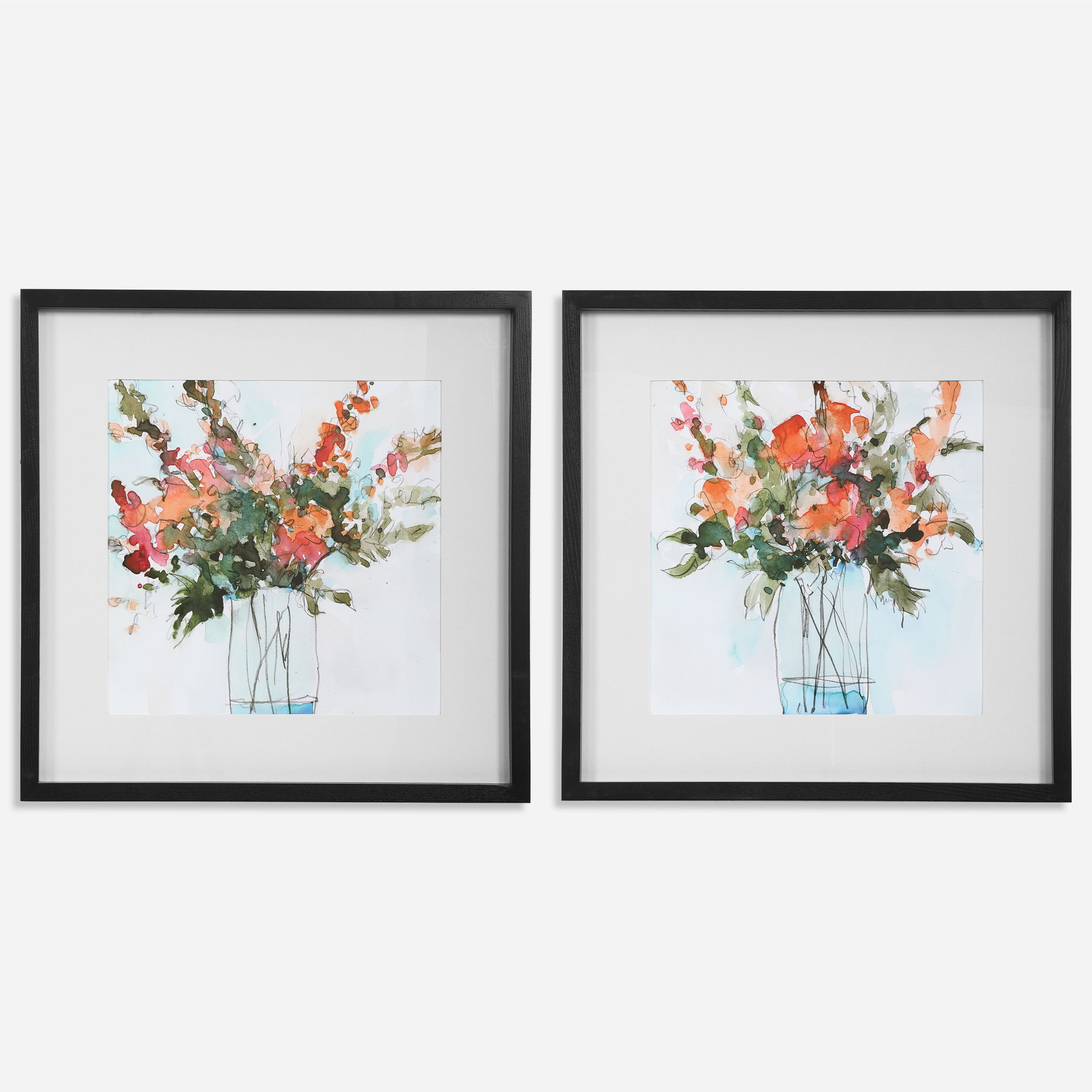 Fresh Flowers Watercolor Prints, S/2 large image 