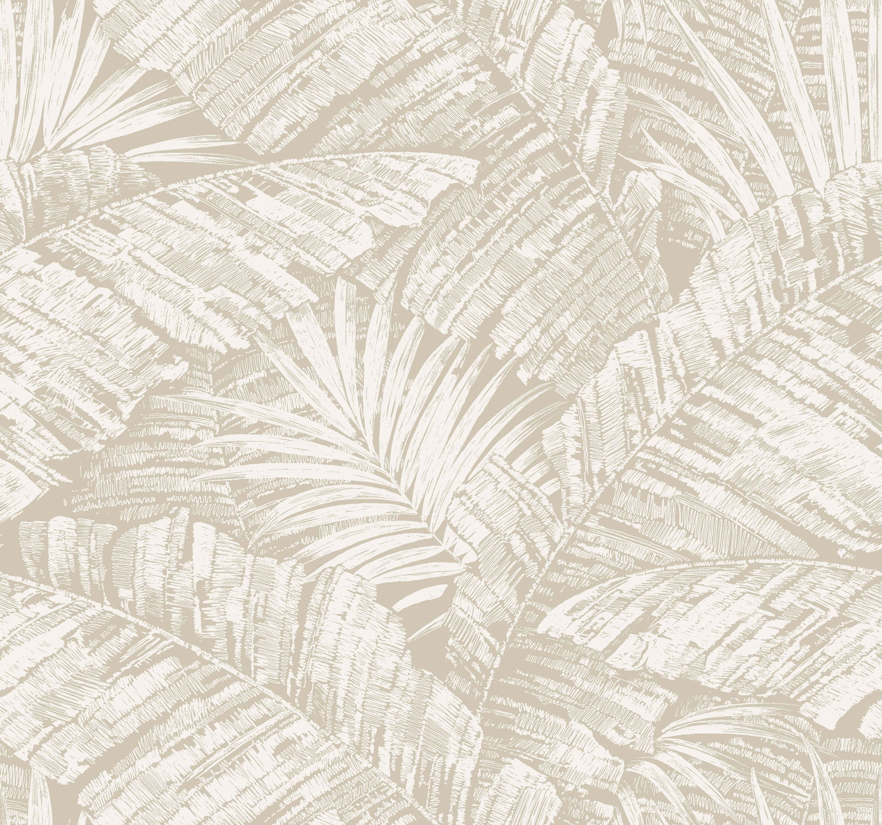 Palm Cove Toile White & Taupe Wallpaper, by York Wall, 27' length x 2'3" width x 0.02" depth View 1