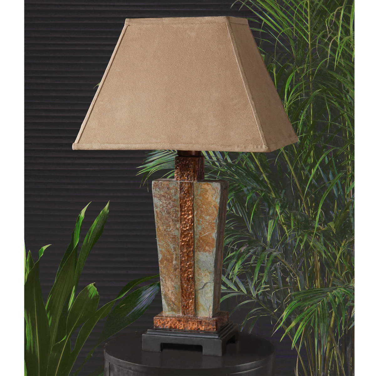 Slate Accent Lamp, Outdoor Lighting by Uttermost, 1'5" width x 2'4.5" height x 1' depth View 2