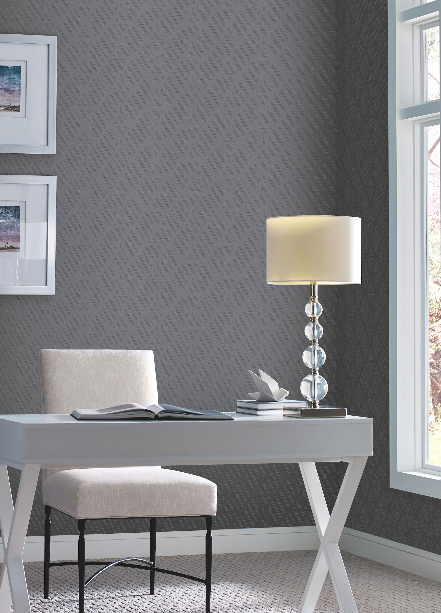 Opposites Attract Dark Grey Wallpaper, by York Wall, 27' length x 2'3" width x 0.02" depth View 2