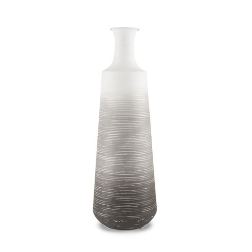 Toru Tall White with Grey Ombre Metal Vase