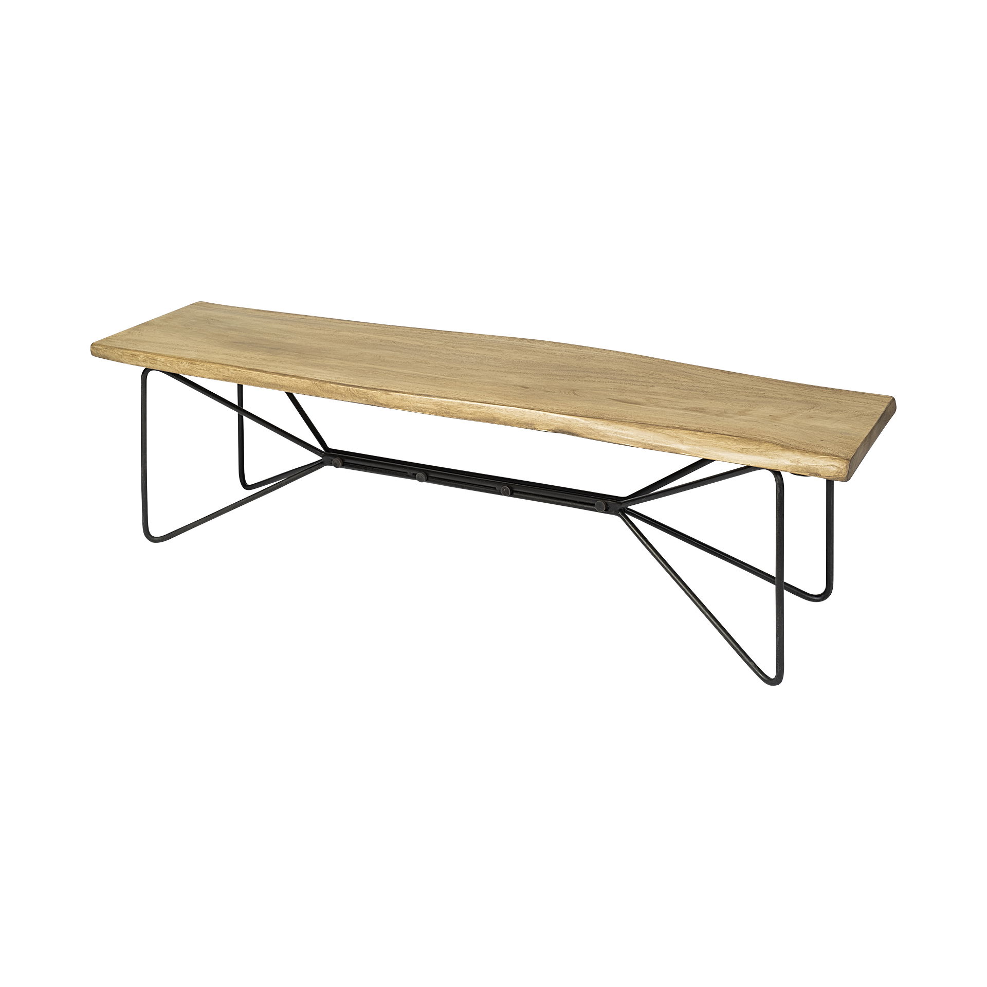 Papillion III 66L x 16W Blonde Wood And Iron Dining Bench large image 