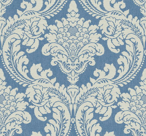 Tapestry Damask Blue Wallpaper