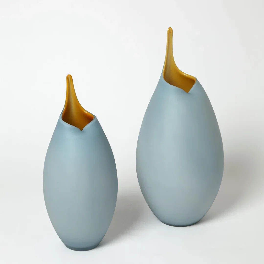 Frosted Vase w/Amber Casing, by Global Views, 7.25" width x 18.25" height x 7.25" depth View 1