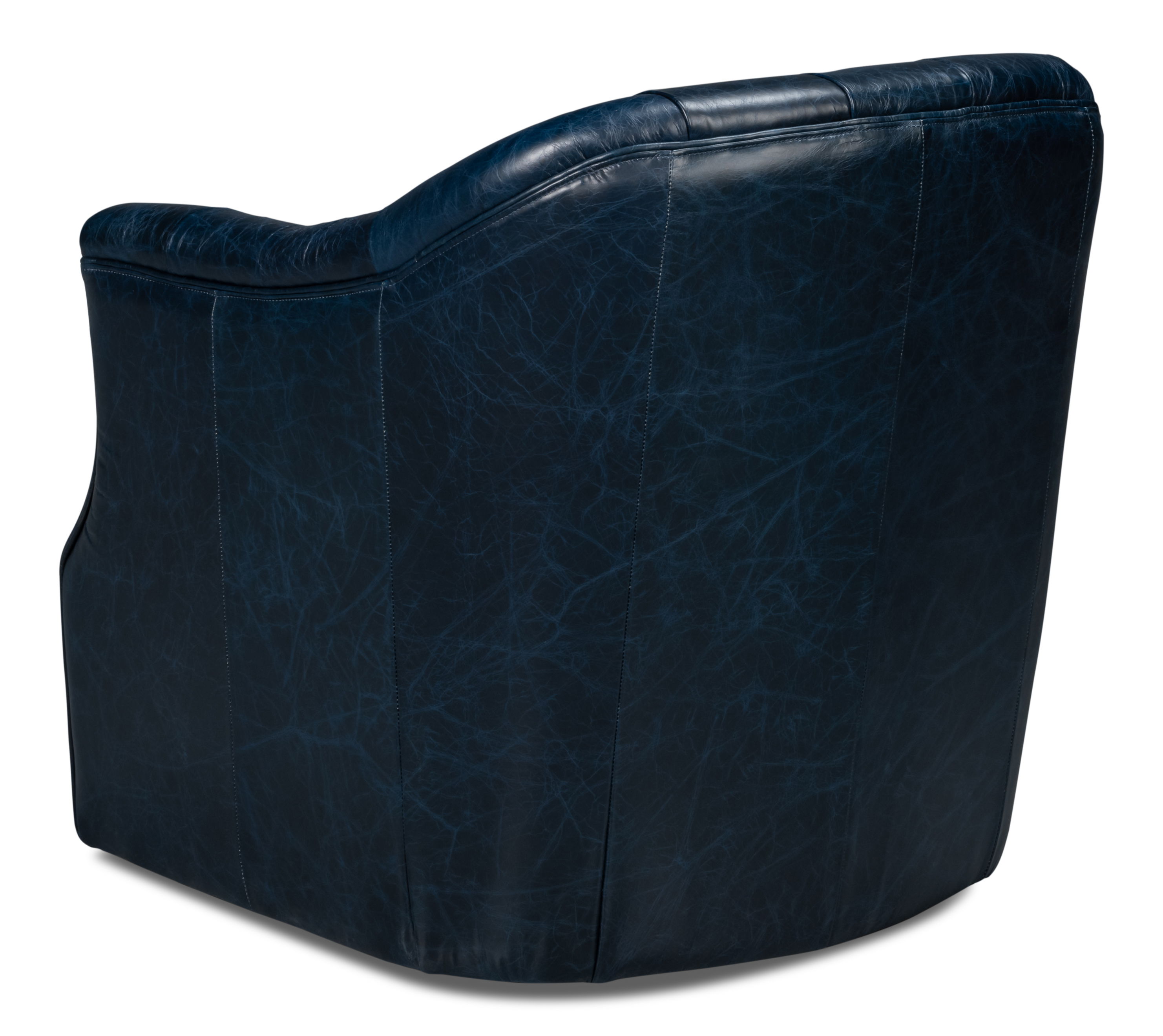 Coolidge Leather Swivel Chair, Blue, Seating by Sarreid, 30" length x 28" width x 31" height View 11