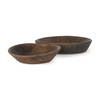 Nikita Set of 2 Large Medium Brown Reclaimed Wood Bowls, Decorative Bowl by Mercana, 17.25" length x 18.25" width x 4.5" height thumbnail 1