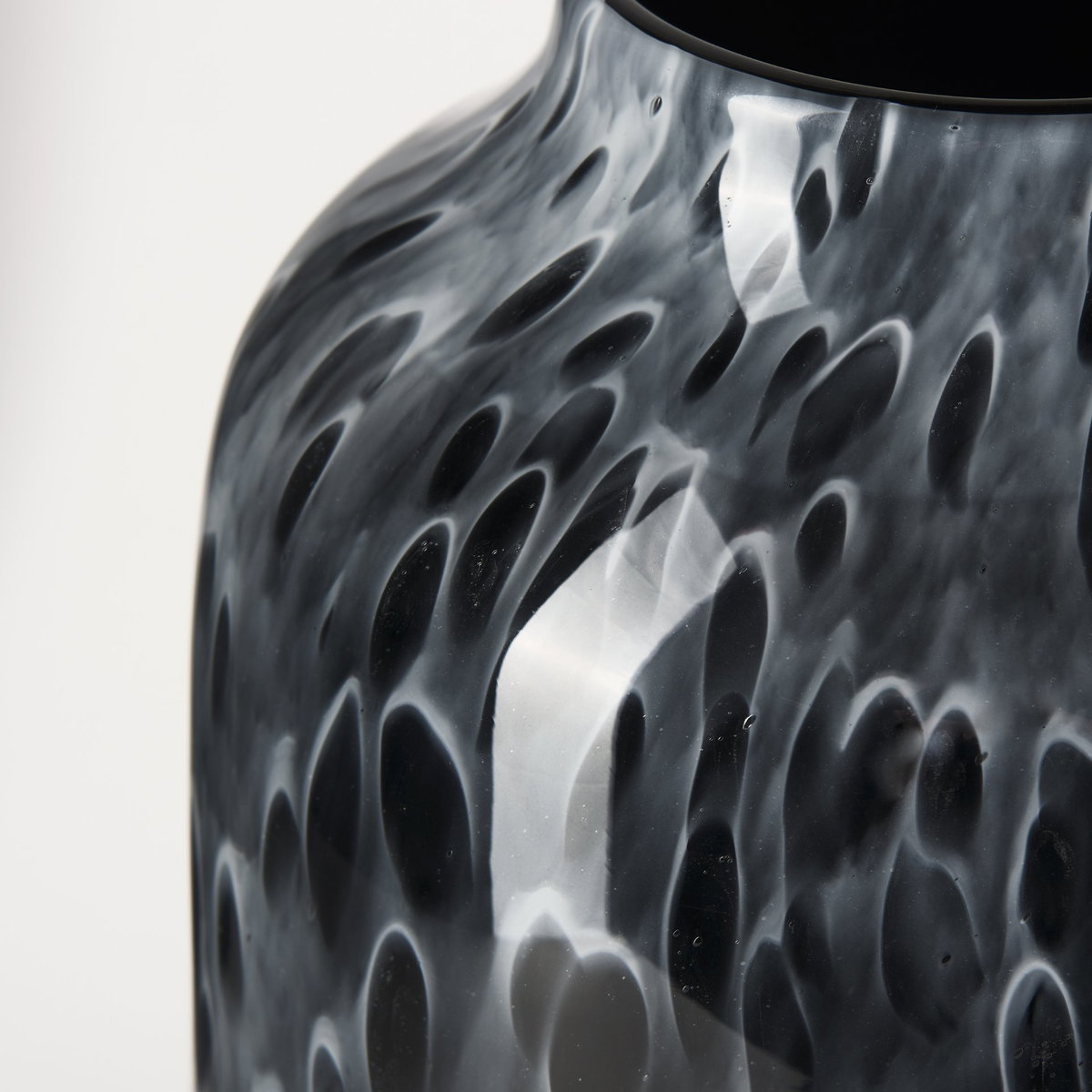 Masai Large Black Mottled Glass Vase, by Mercana, 7.91" length x 7.91" width x 14.96" height View 8