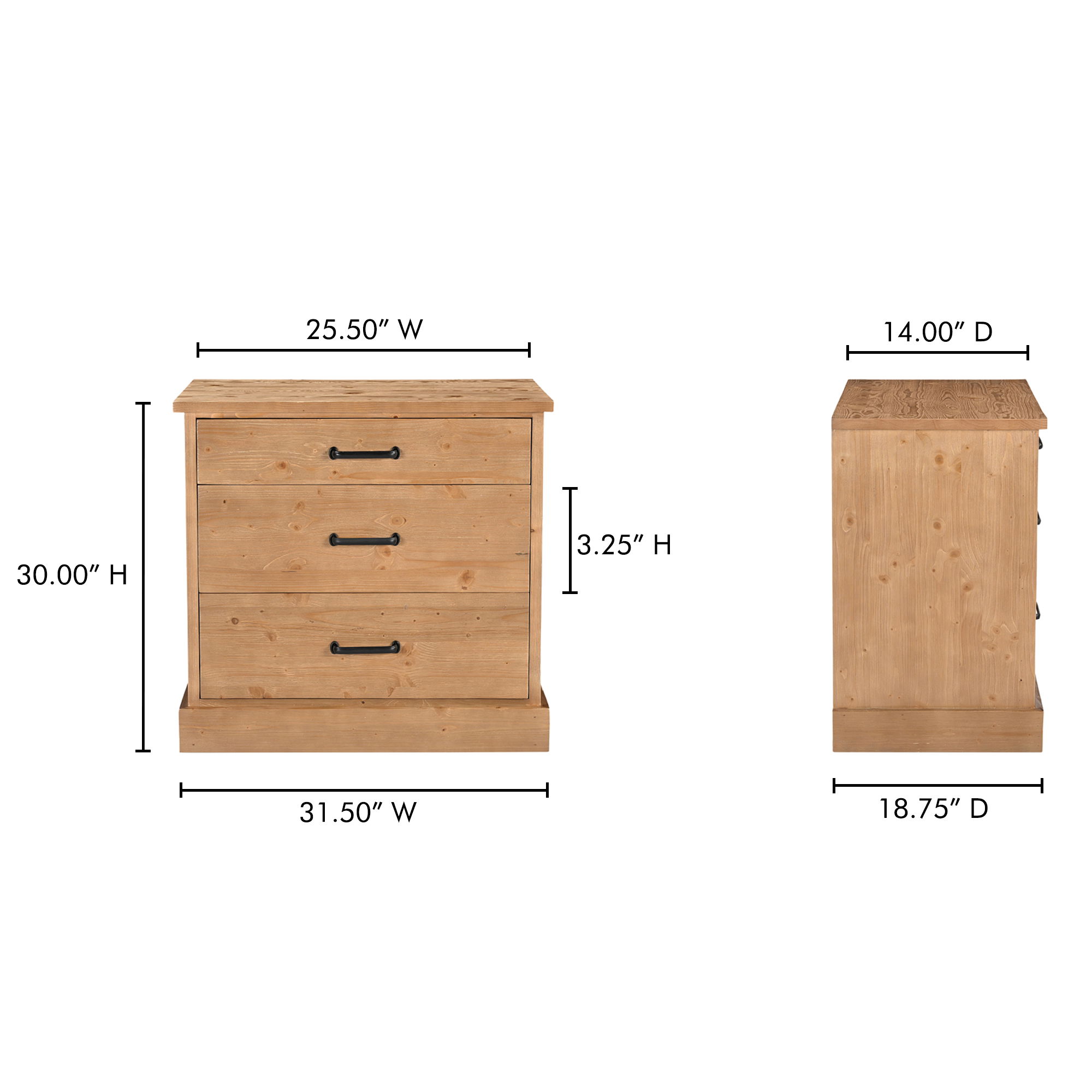 Tade 3 Drawer Nighstand Honey Pine large image 