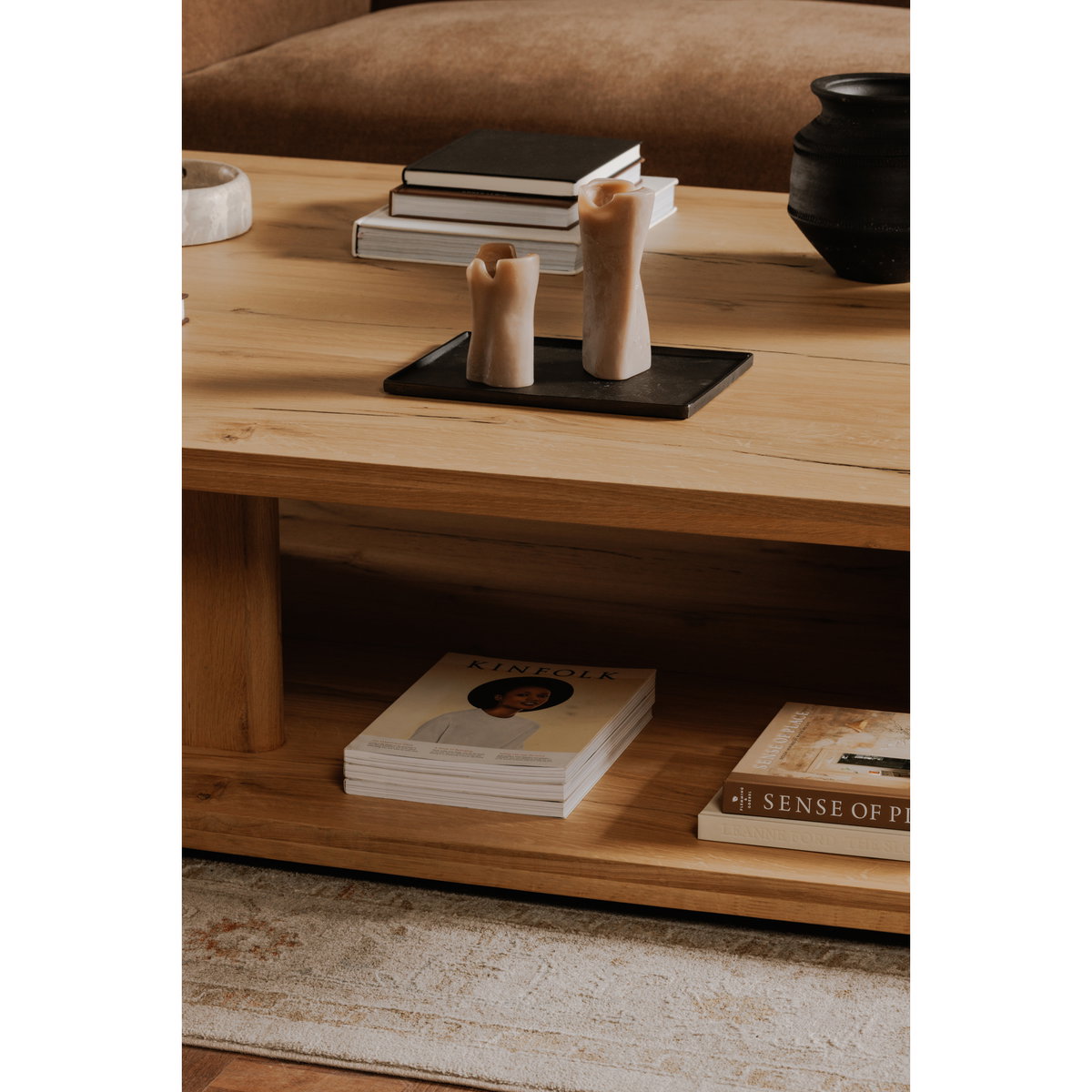 Casey Large Coffee Table Rustic Oak, by Moe's Home, 64" width x 16" height x 48" depth View 8