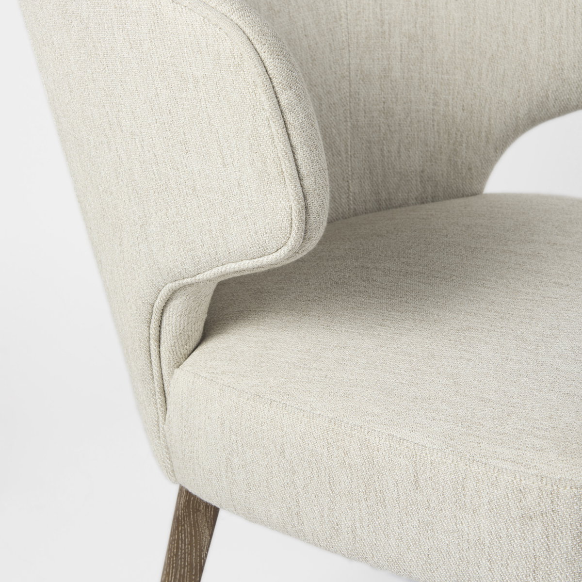 Niles Wingback Dining Side Chair | Cream Fabric with Medium Brown Wooden, Dining Chair by Mercana, 22.5" length x 24.5" width x 32" height View 10