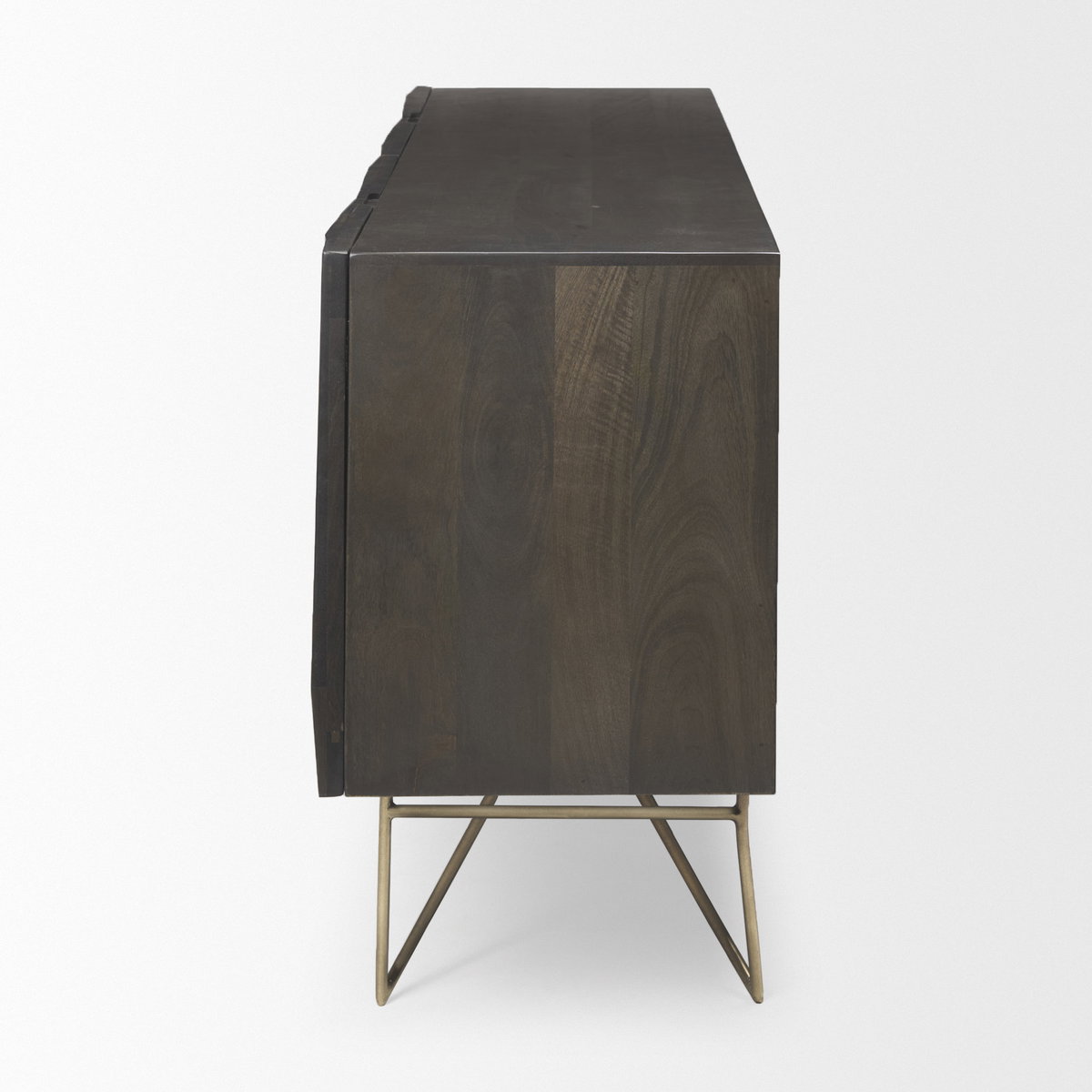 Darwin 80x17.5 Brown Solid Wood Gold Metal Base 4 Cabinet Door Sideboard, Sideboards & Buffet by Mercana, 80" length x 17.5" width x 30" height View 6