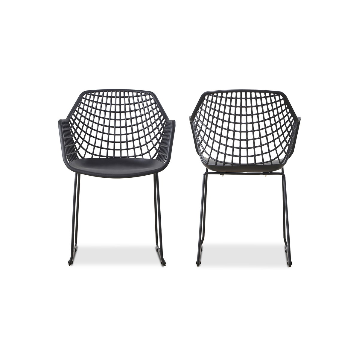 Honolulu Chair Black - Set Of Two, Accent Chair by Moe's Home, 22.5" width x 34" height x 22" depth View 3