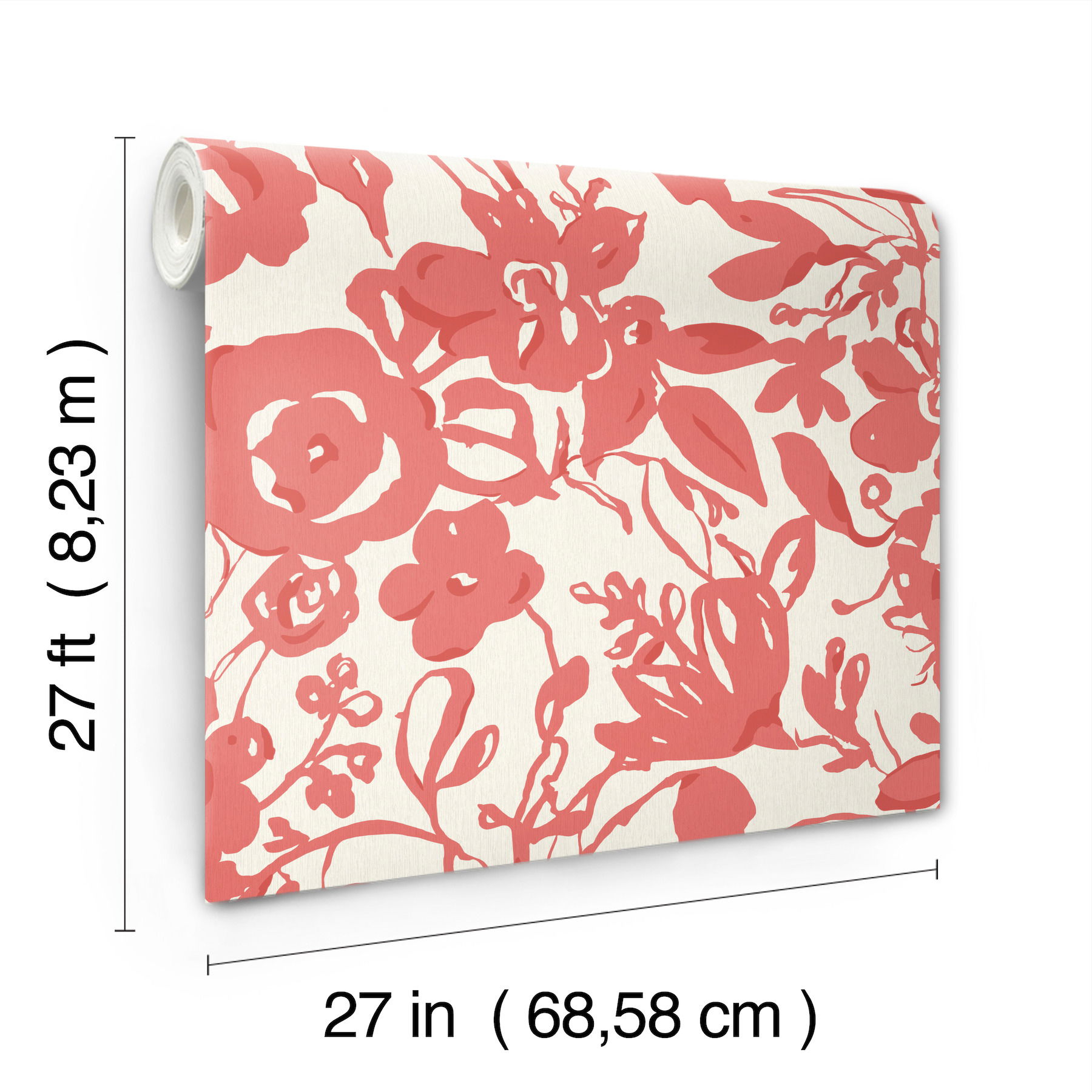 Brushstroke Floral Coral Wallpaper large image 