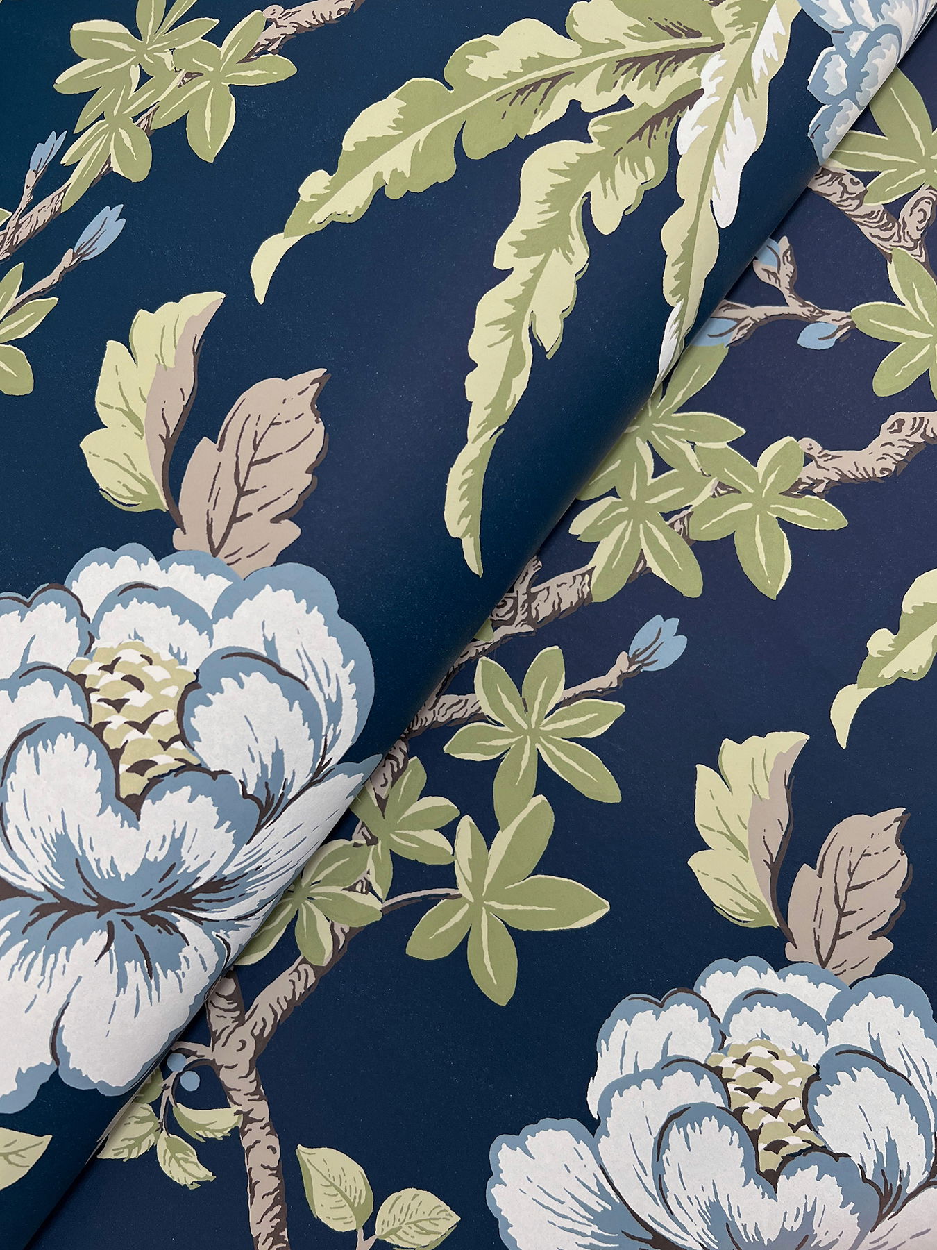 Courtyard Botanical Navy Wallpaper large image 
