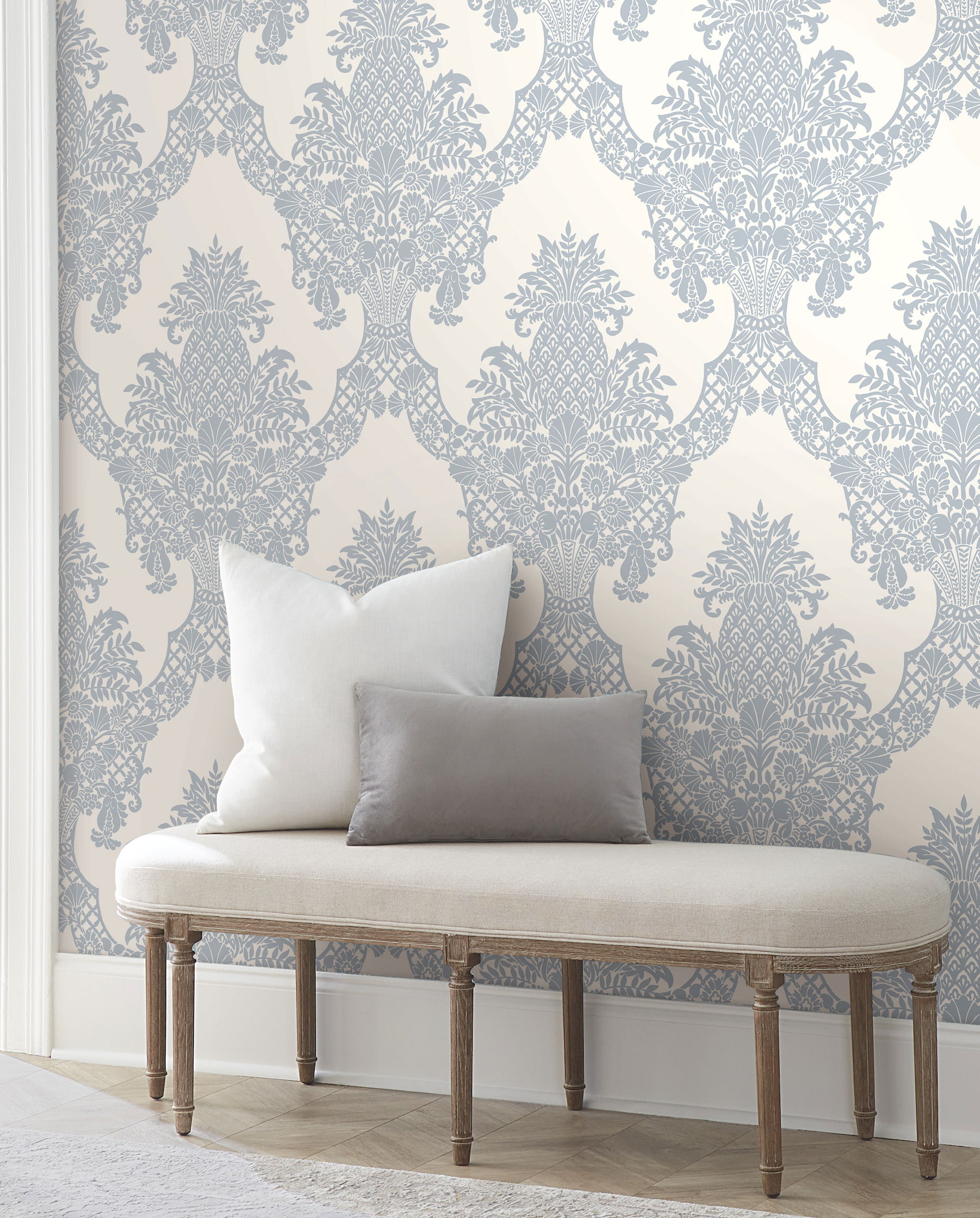 Pineapple Plantation Periwinkle & White Wallpaper large image 